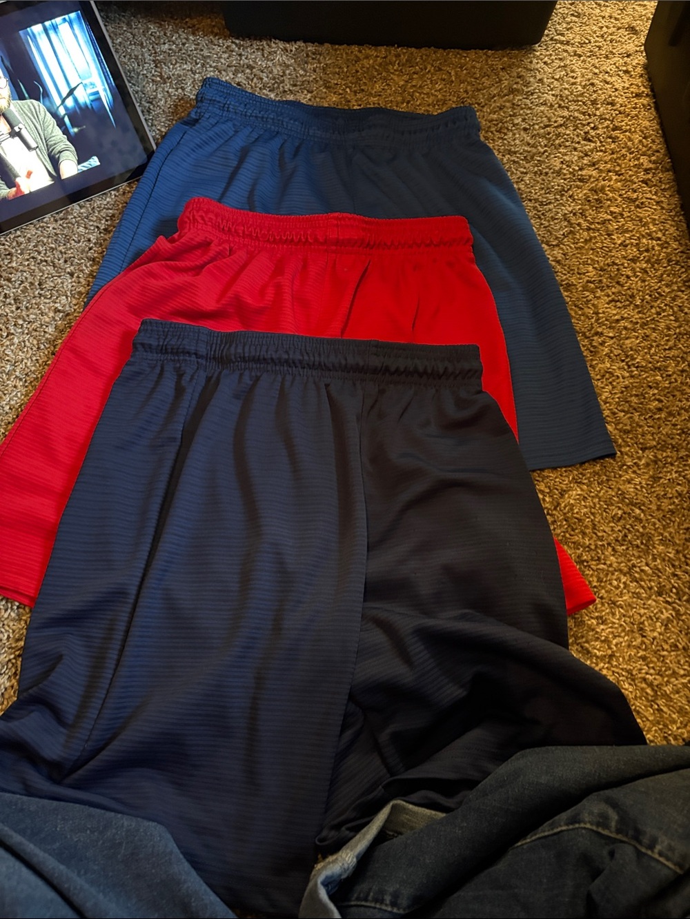 bcg Boys' Athletic Shorts in Navy, Red, Black - 3-Pack Look